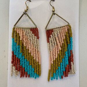Multicolor Beaded Fringe Earrings